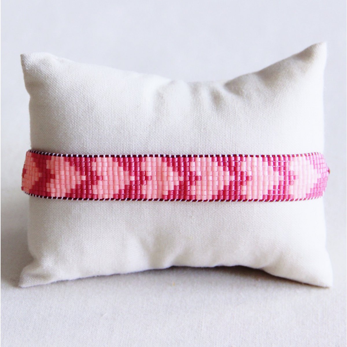 Hart geweven armband - roze/fuchsia