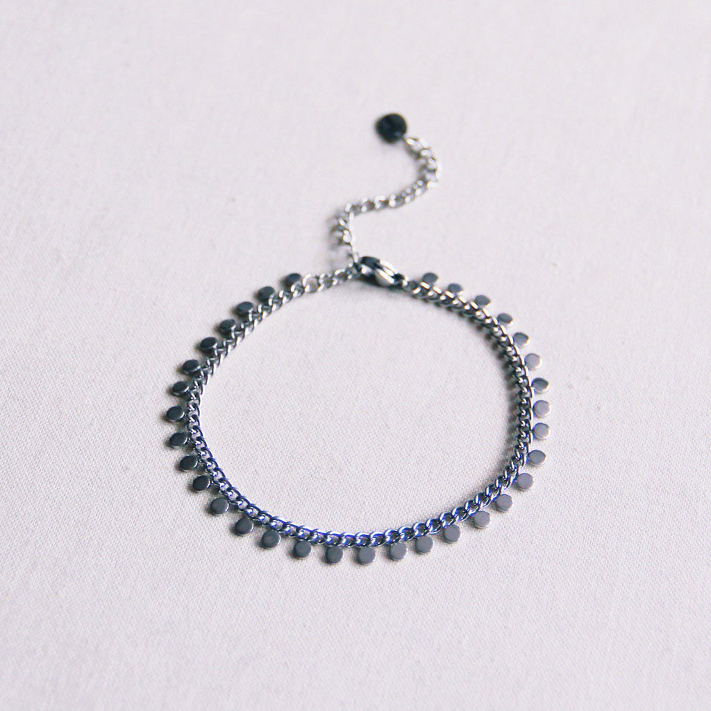 BAZOU Stalen schakelarmband met muntjes - zilver