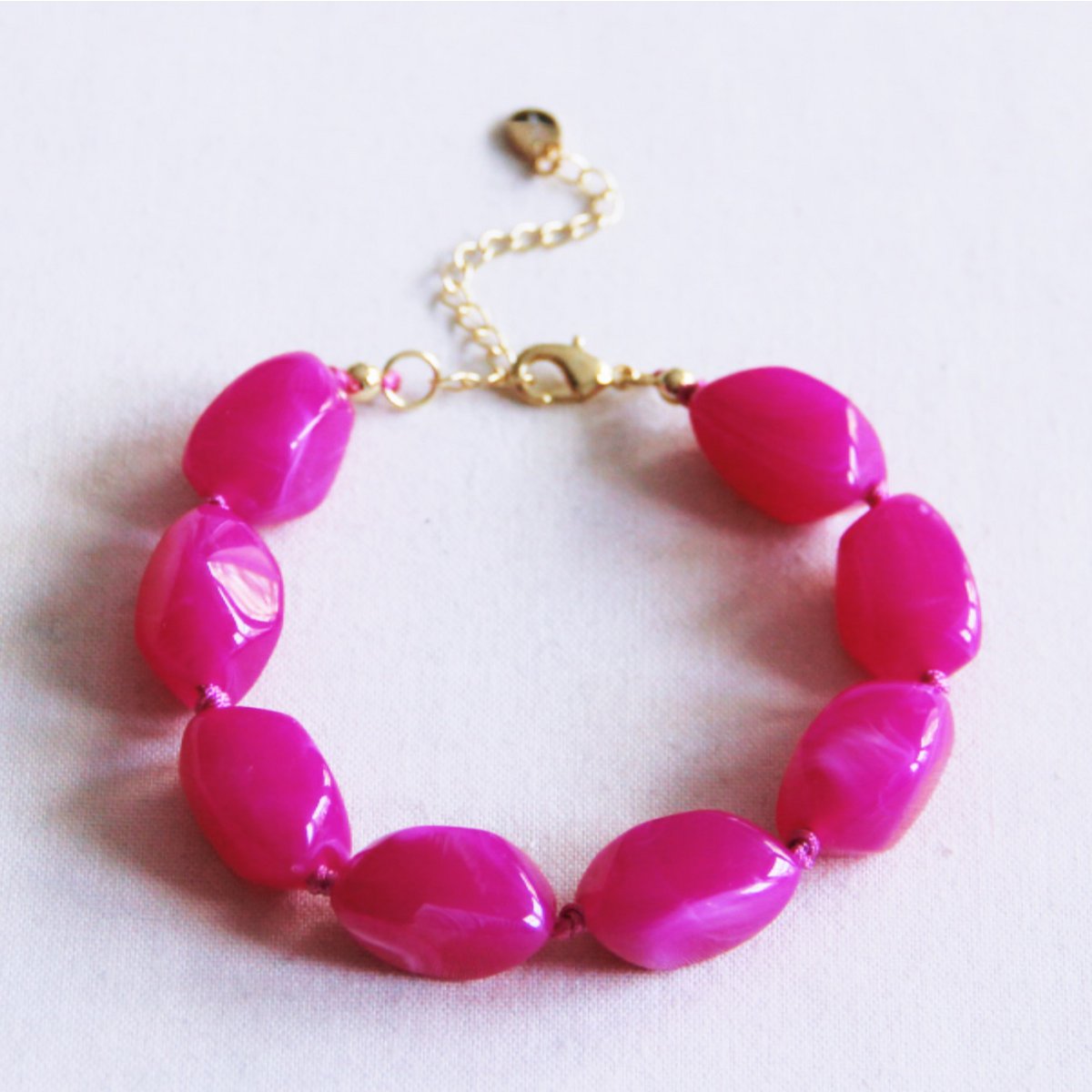 Kralenarmband 'nugget' groot - fuchsia