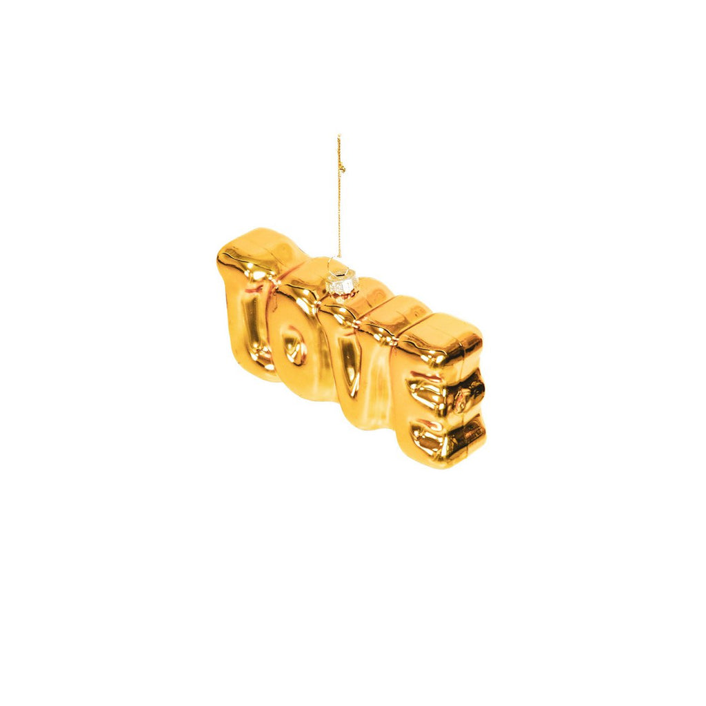 Ornament Kersthanger LOVE - Goud - Glas - 14,5x3,5x7cm