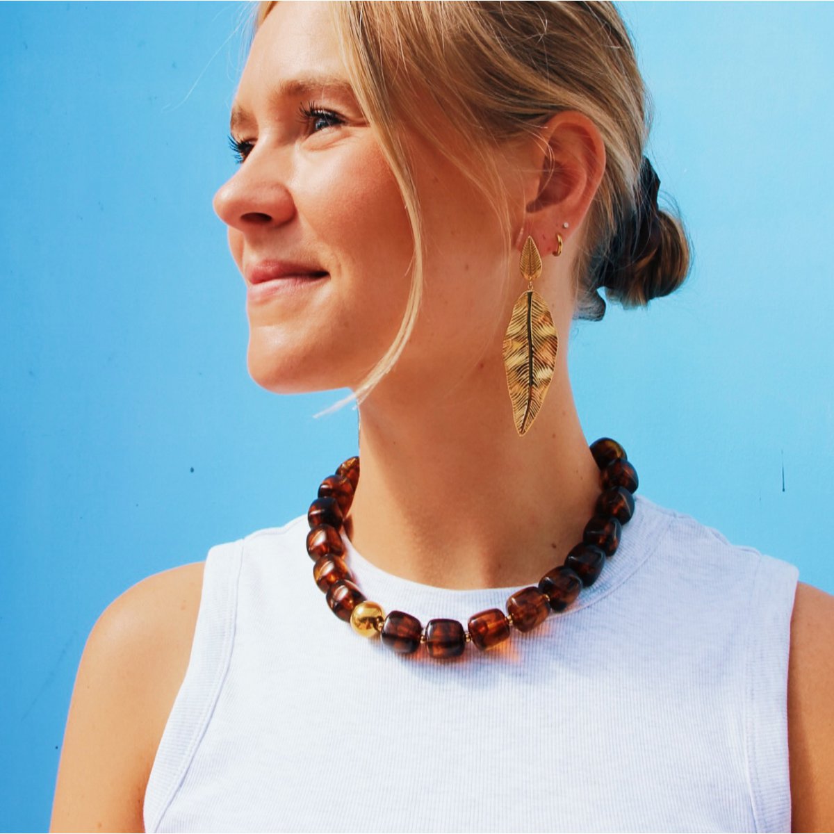 BAZOU Verklaring oorbellen blad