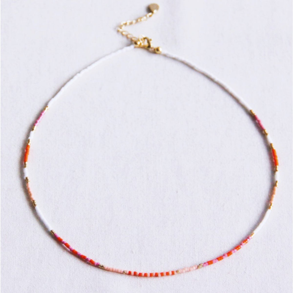 BAZOU Kralen ketting wit/paars/oranje/naakt