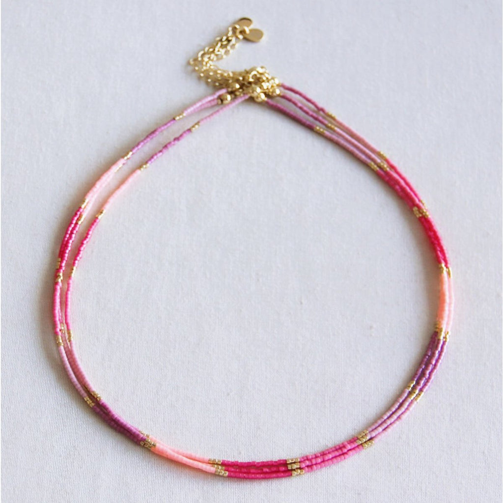 BAZOU Kralen ketting roze mix