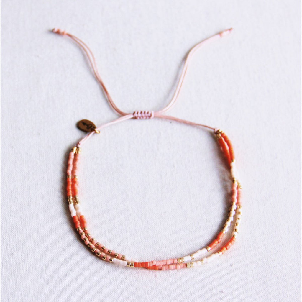 Double Miyuki Anklet - Oranje/zalm/naakt
