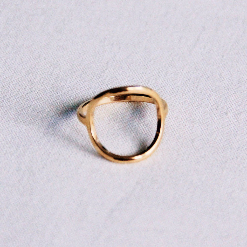 BAZOU Stalen ring met open ronde - goud - R677