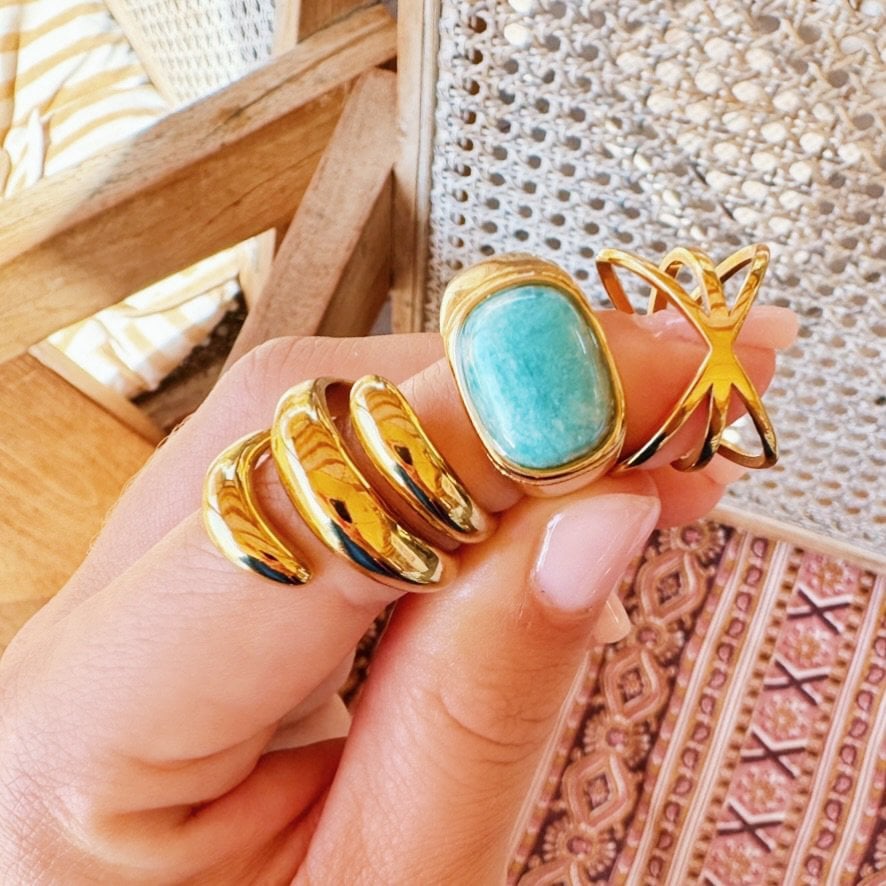 BAZOU RVS statement 'spiraal' ring - goud
