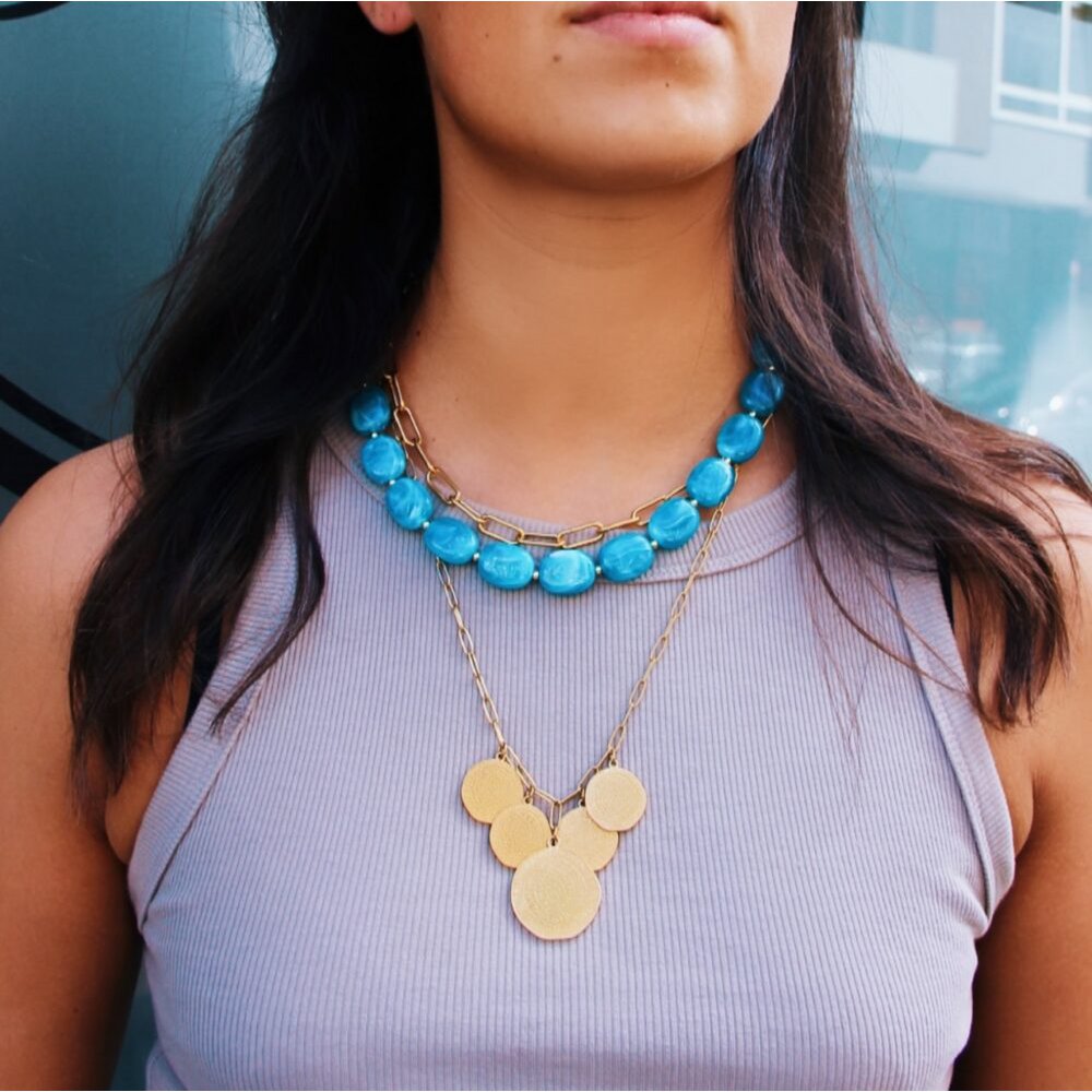 BAZOU Xl ovale kraal ketting - smaragd