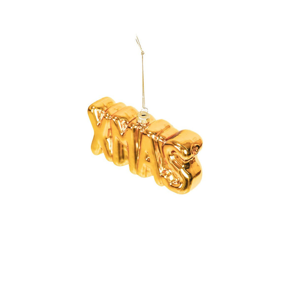 Ornament Kersthanger XMAS -Goud - Glas - 4,5x3,5x7,5cm