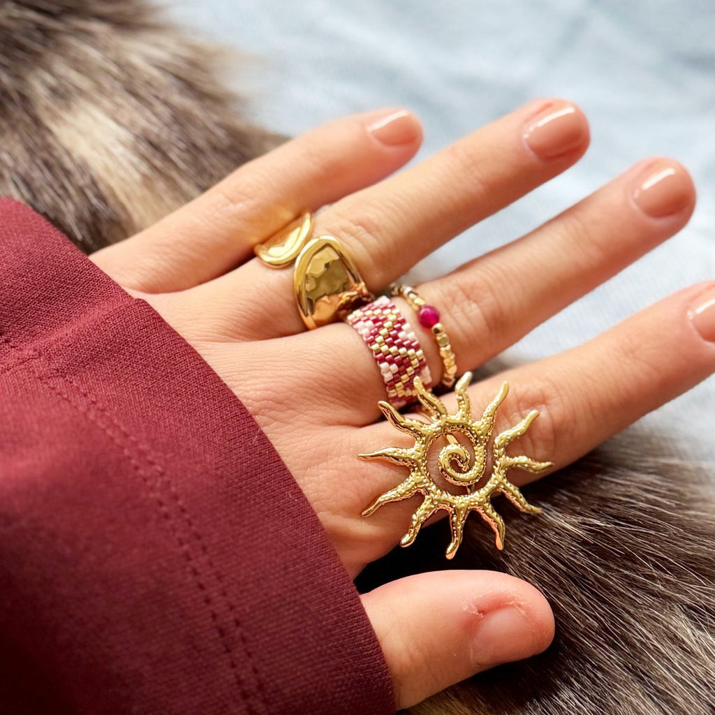 Weven ring zigzag - paars/oranje