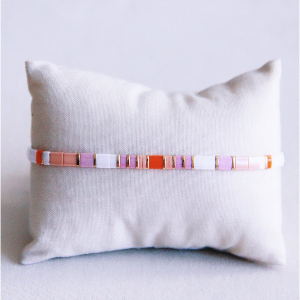 Tila Bead Bracelet White/Purple/Salmon/Orange