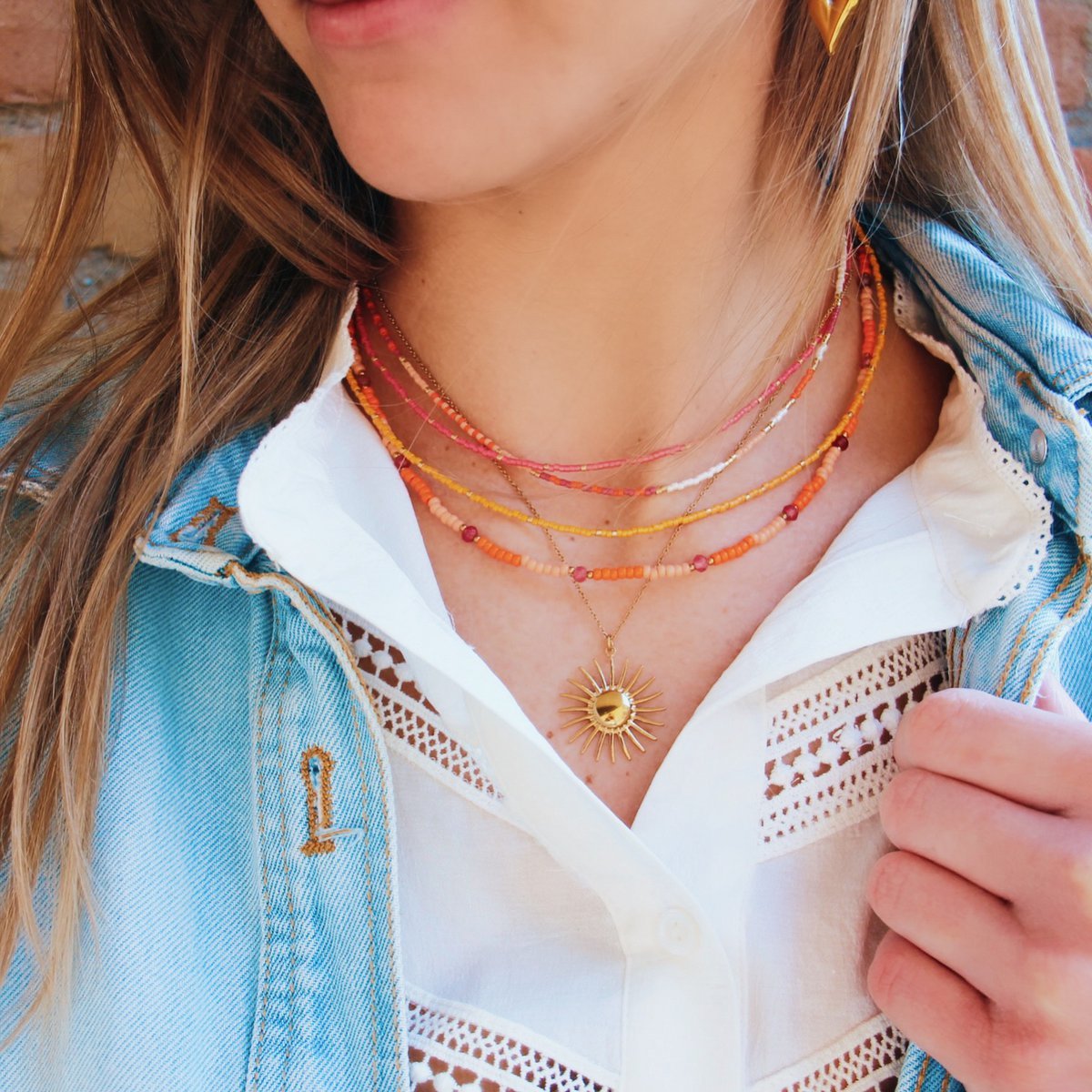 BAZOU Kralen ketting roze mix