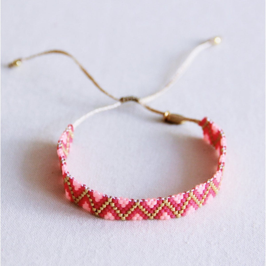 Weven Bracelet Zigzag - Hot Pink/Fuchsia
