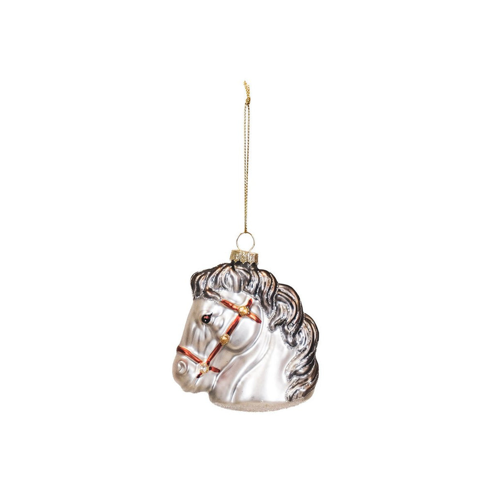 Kersthanger - Paard - Glas - Wit - 8,5x8,5x9cm