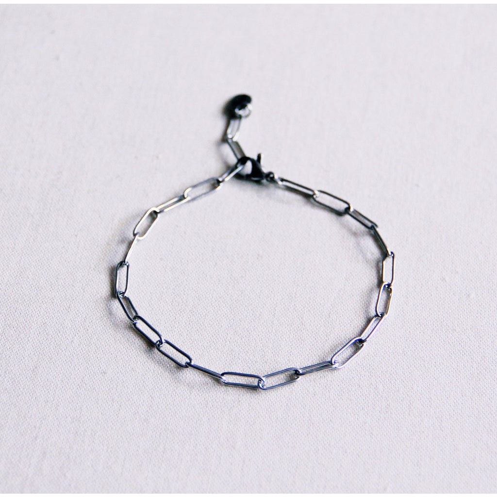 BAZOU Stalen armband met D-ketting - zilver