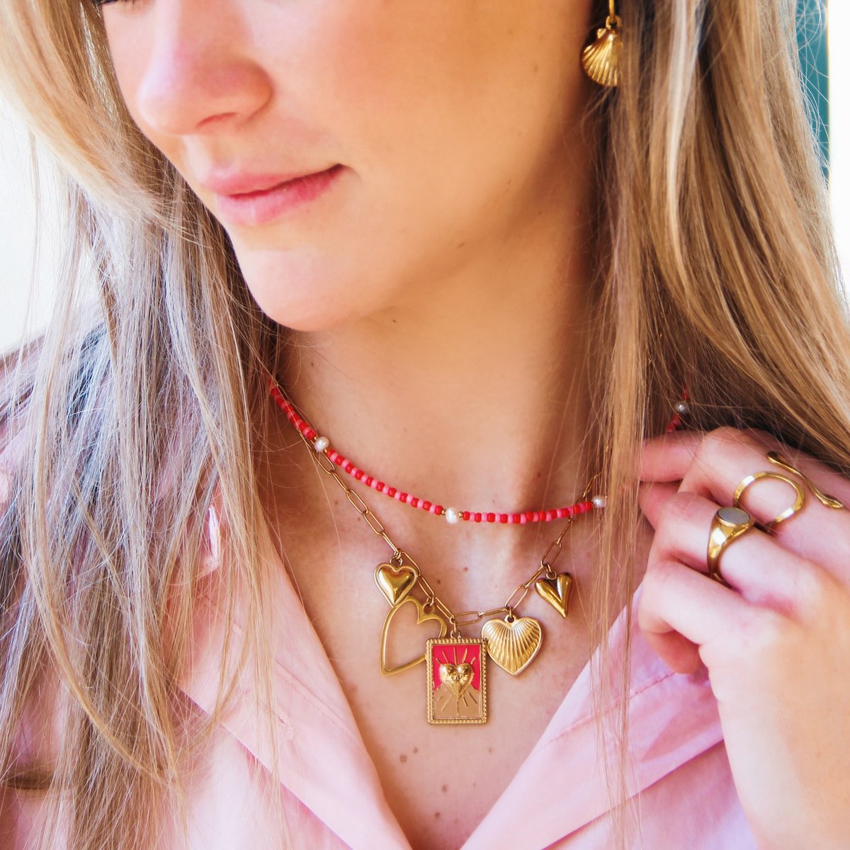 BAZOU Roestvrijstalen hoepel oorbellen met schaal