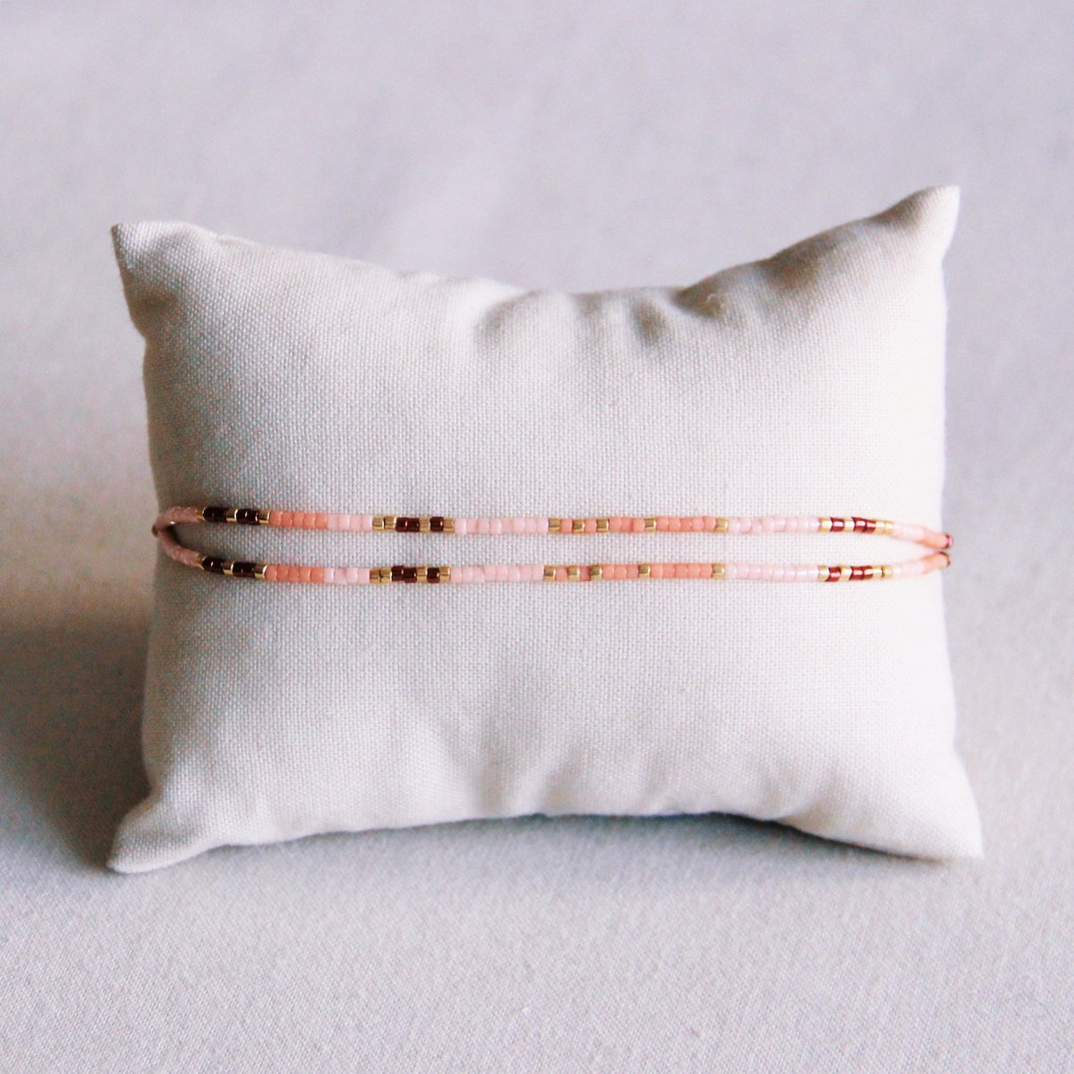 Dubbele Miyuki -armband - roze/naakt/bordeaux