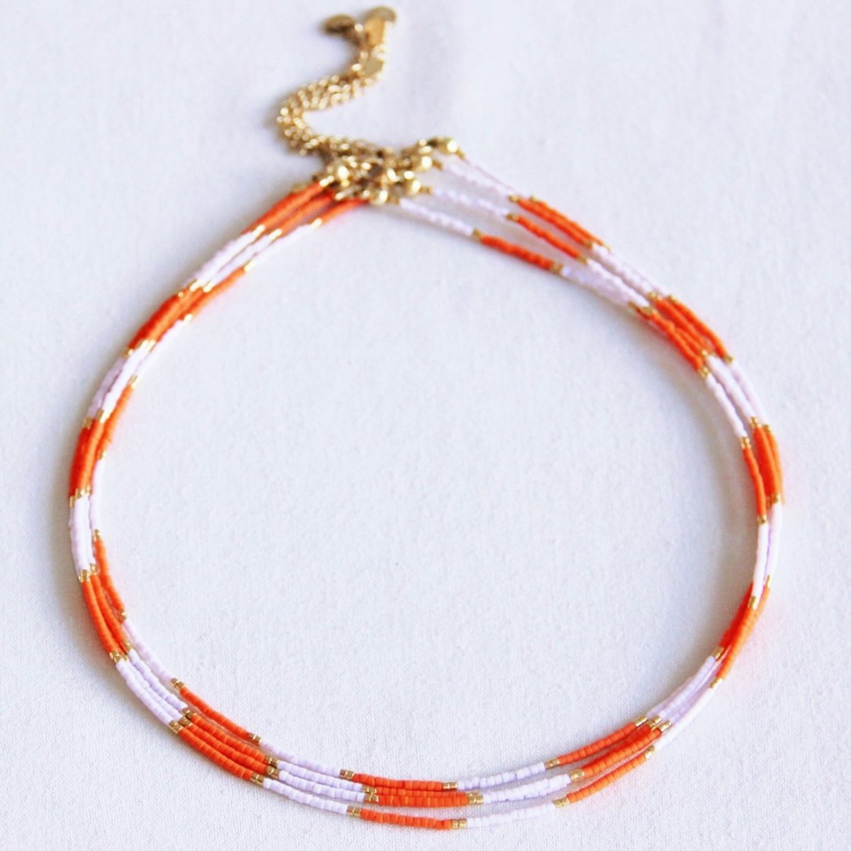 BAZOU Kralen ketting oranje/paars