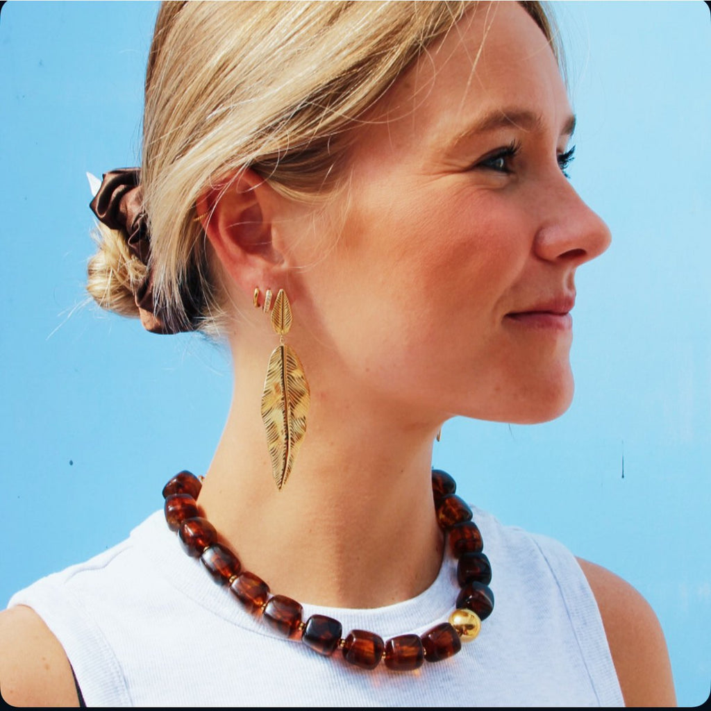 BAZOU Verklaring oorbellen blad