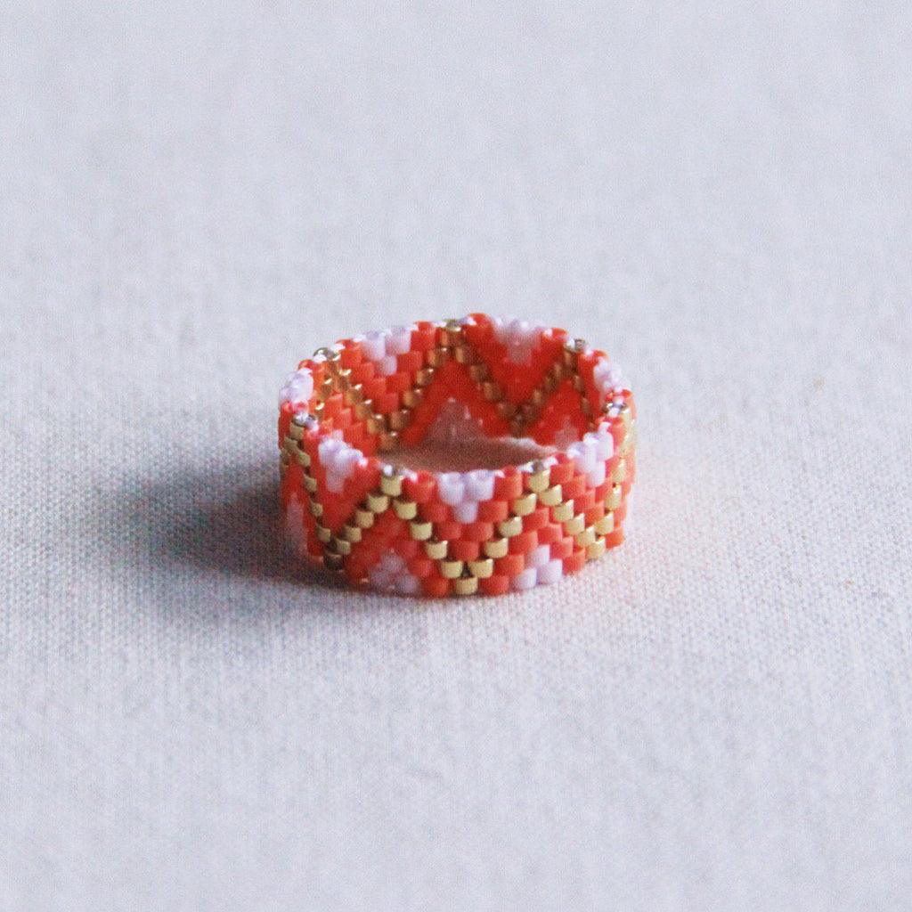Weven ring zigzag - paars/oranje