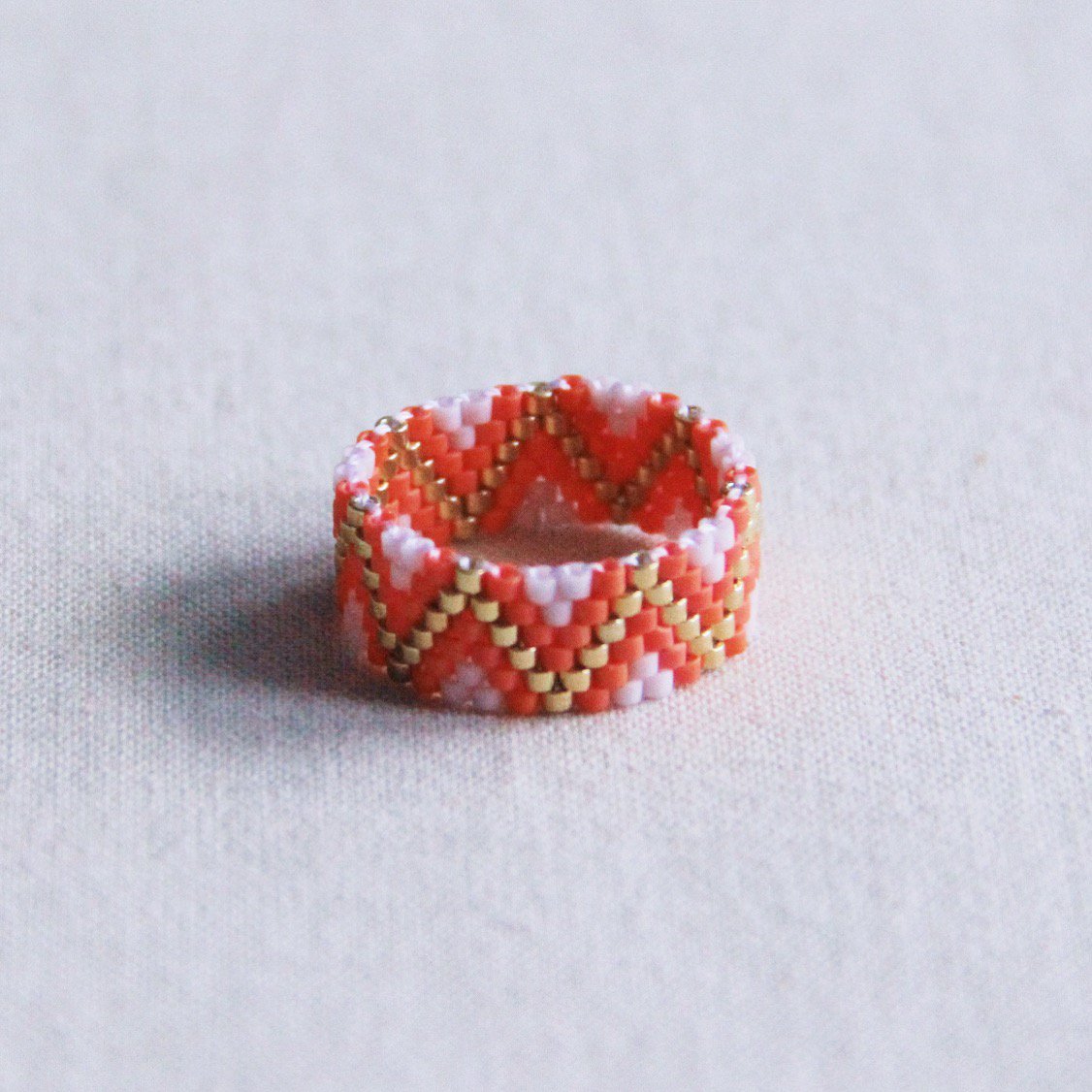 Weven ring zigzag - paars/oranje
