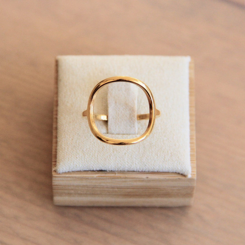 BAZOU Stalen ring met open ronde - goud - R677
