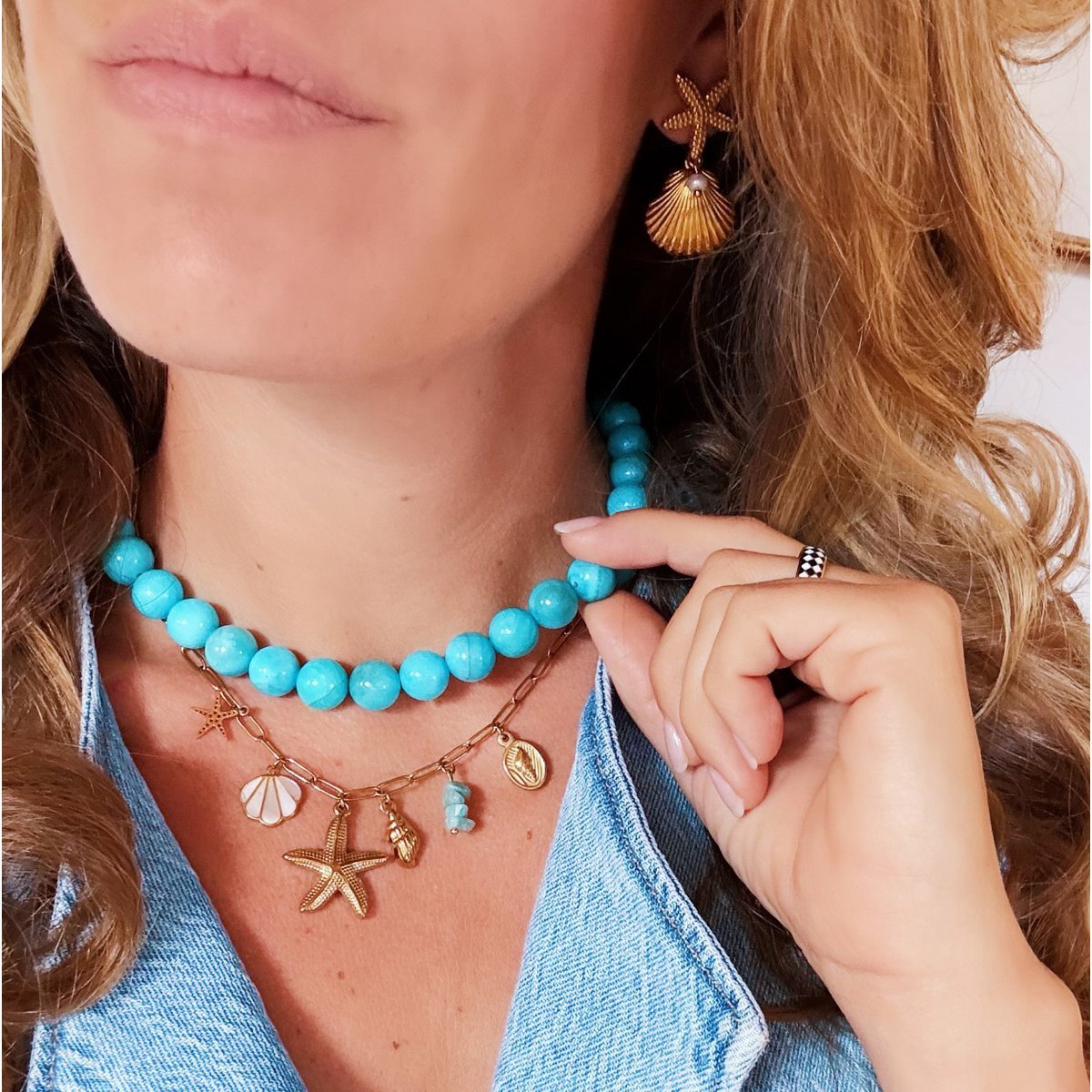 BAZOU RVS Charme ketting "Ocean Breeze"
