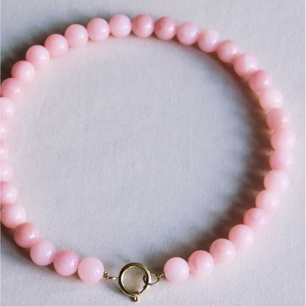 Natuurlijke stenen kralenketting xl - roze