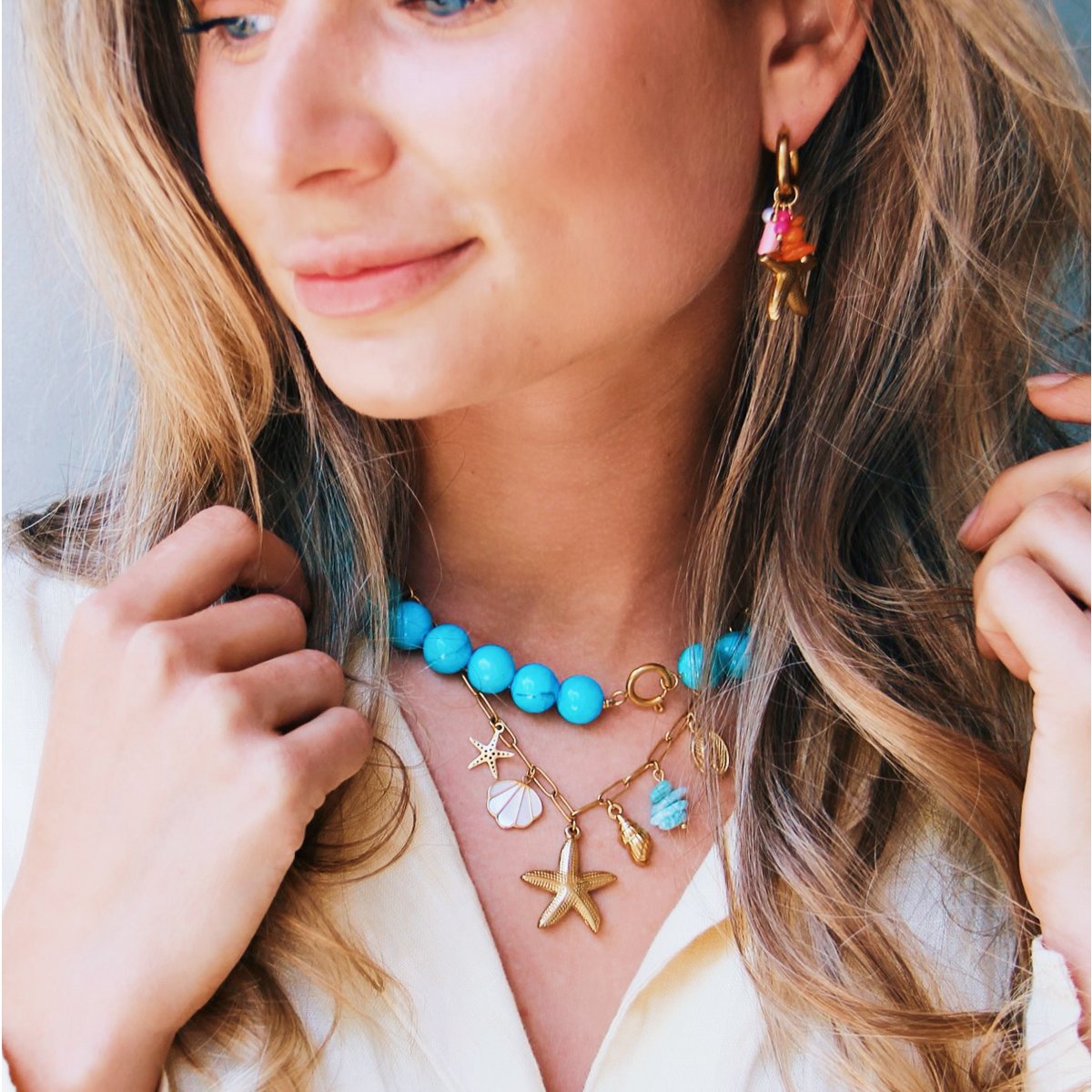 BAZOU RVS Charme ketting "Ocean Breeze"