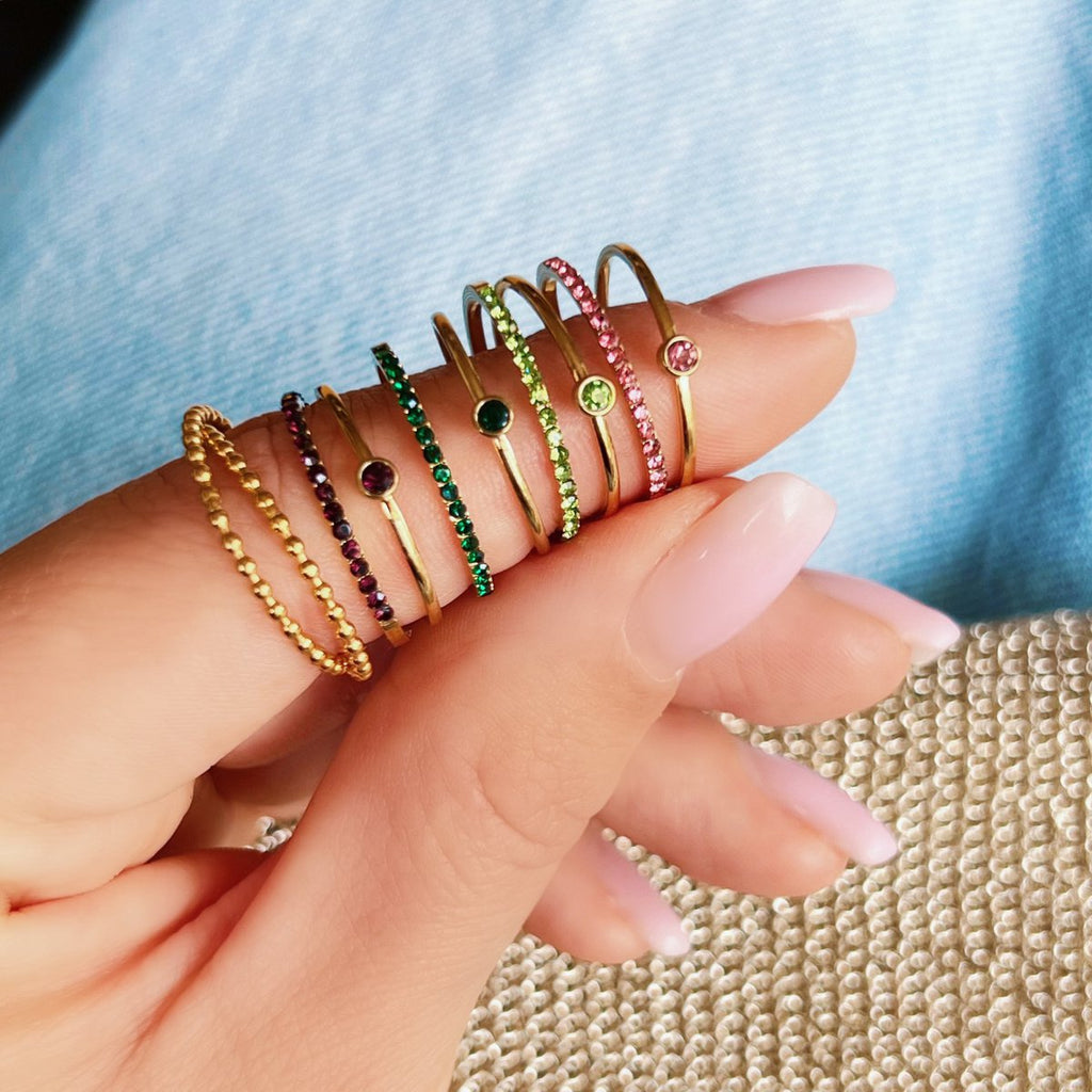 BAZOU Stalen minimalistische ring mini zirkonia – goud