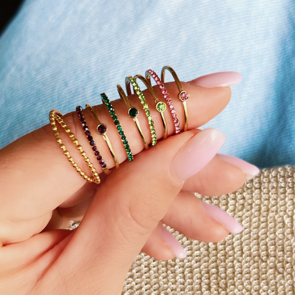 BAZOU Stalen minimalistische ring mini zirkonia – goud