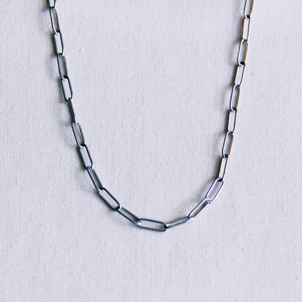 BAZOU Roestvrijstalen d -keten ketting - zilver