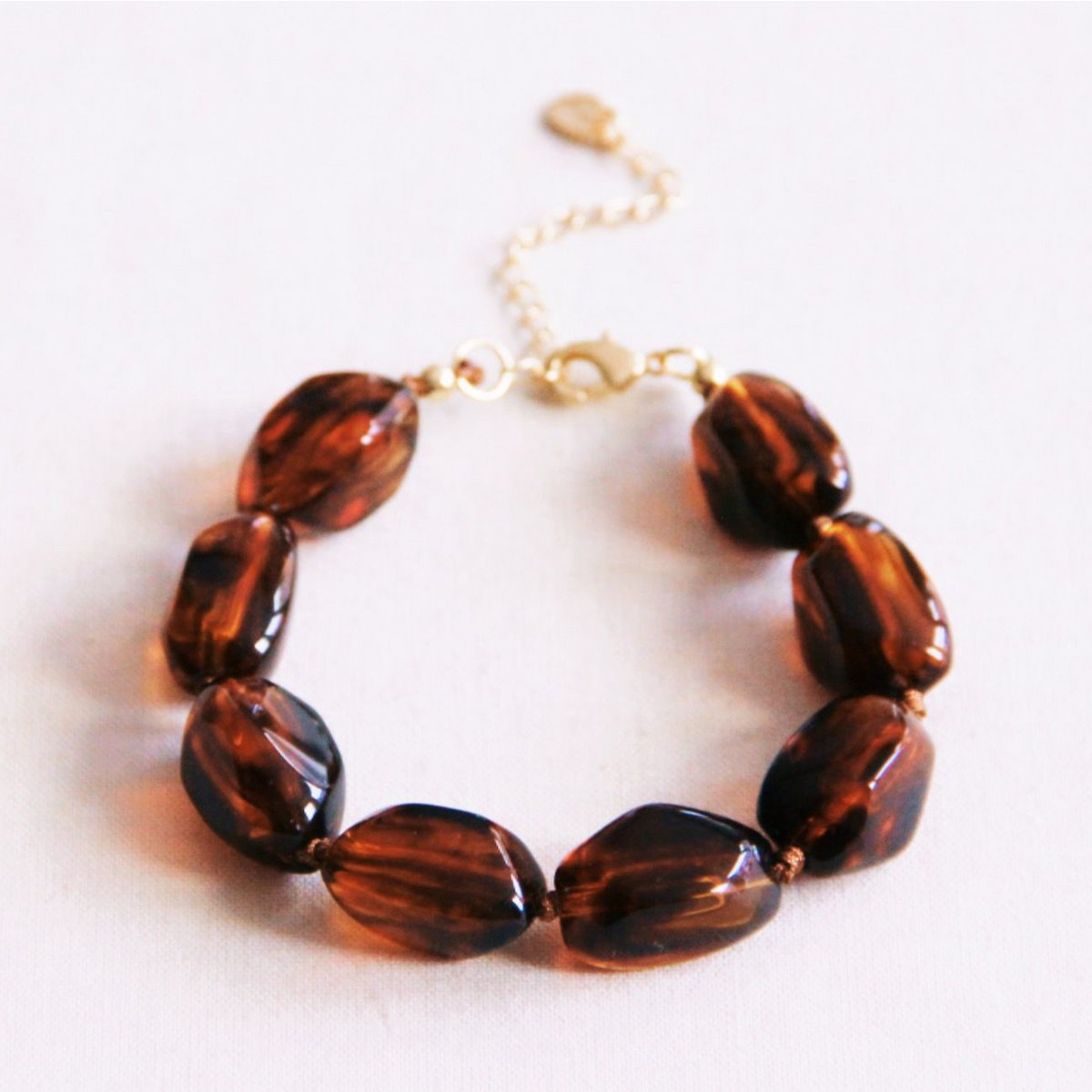 Kralenarmband 'nugget' groot - bruin